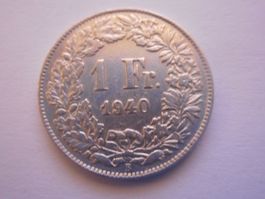 1 Fr. 1940 silber  gute Erhaltung