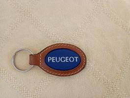 Schlüsselanhänger PEUGEOT, Leder-Stoff, ca. 10 cm