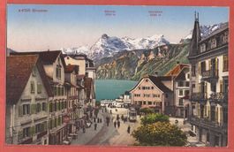 Brunnen mit Tram - ca. 1915