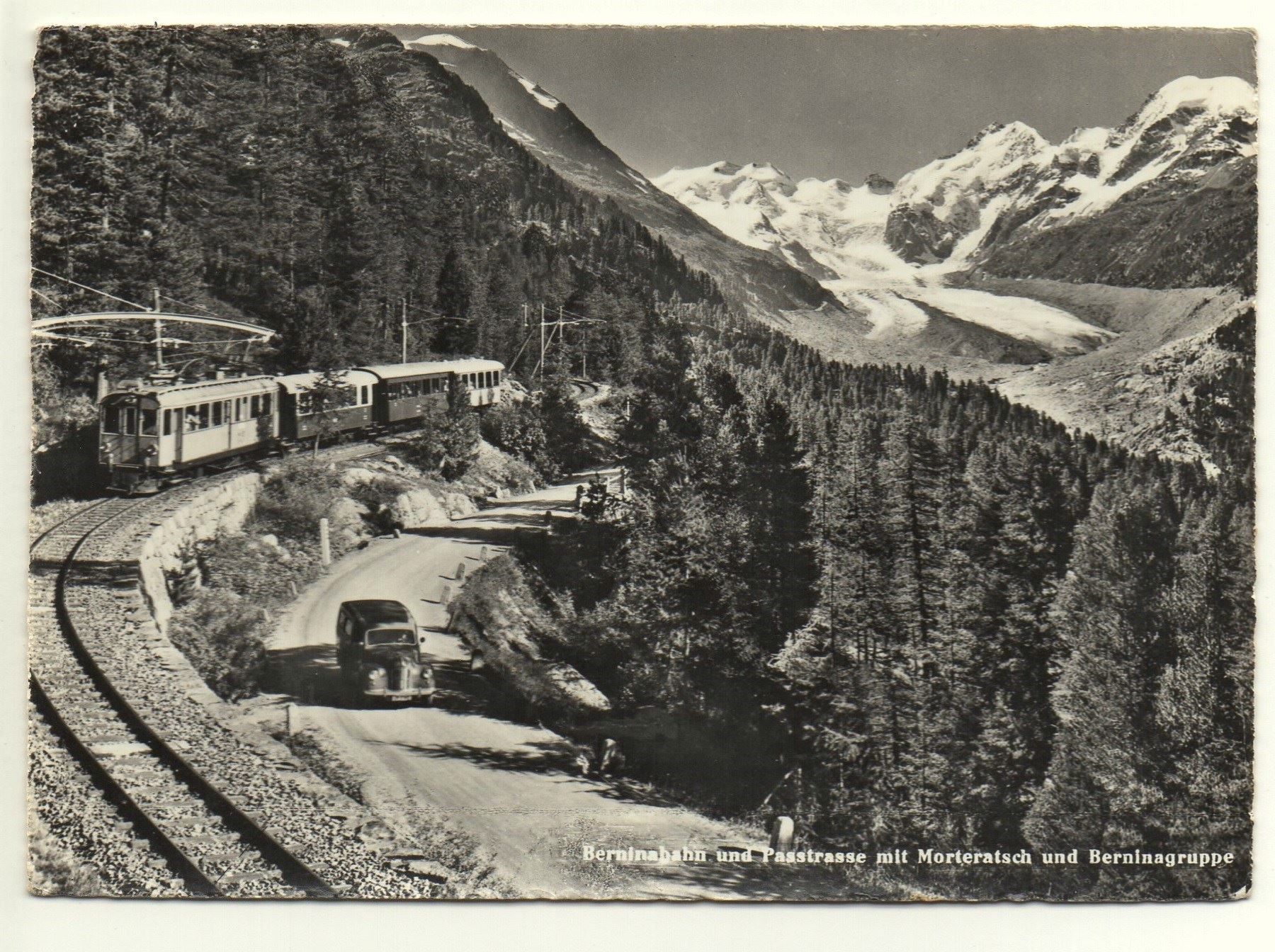 Cartoline postali: BERNINABAHN und Passtrasse, Auto – Nuovo (secondo la descrizione) da Jona venduto da philajona