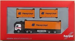 Neu OVP Herpa H0 159258 MB S 80 SZ Hapag-Lloyd Container LkW
