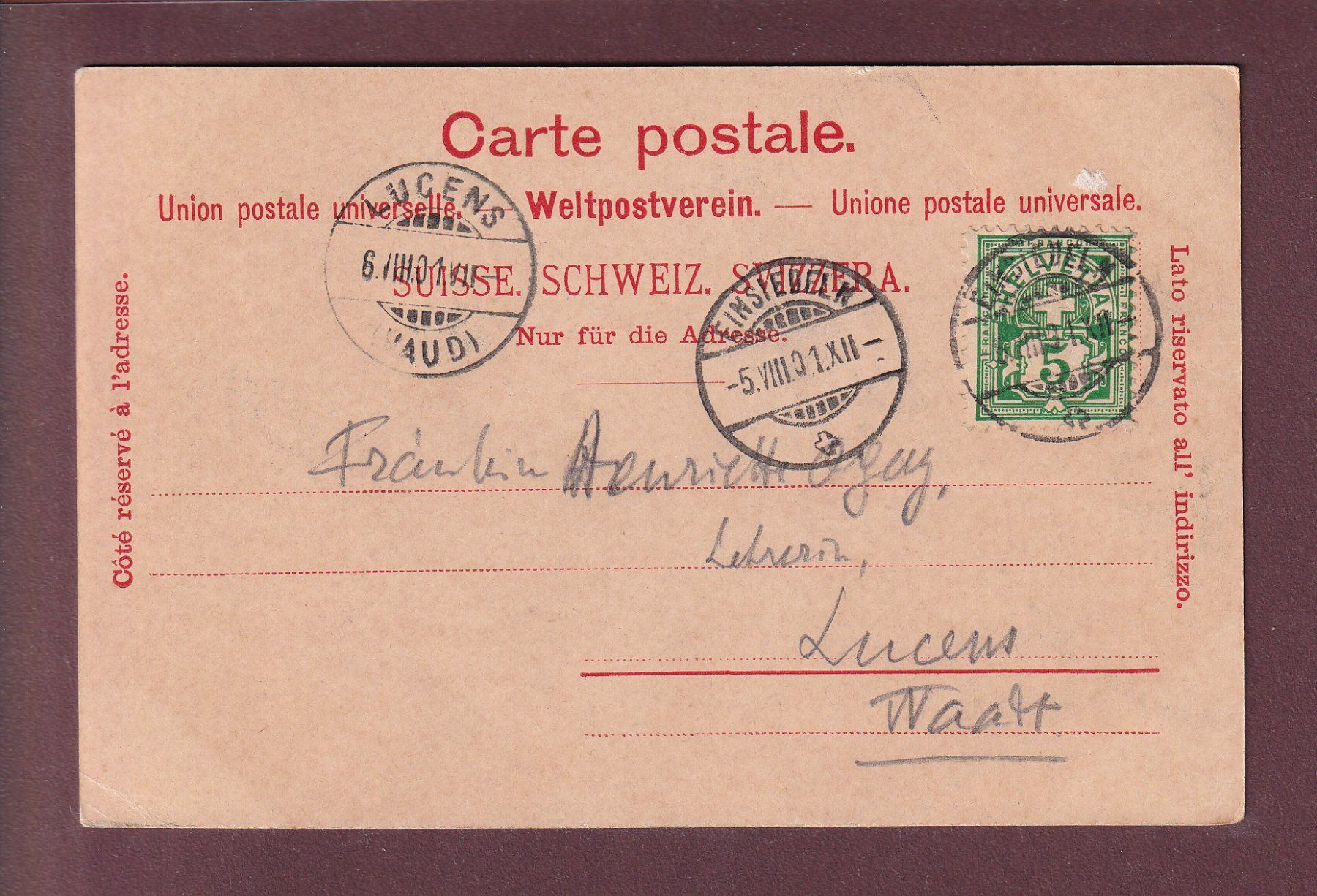 Cartoline postali: Gruss aus EINSIEDELN - Hochaltar - 1901 – Usato da Pully venduto da nicecards 1
