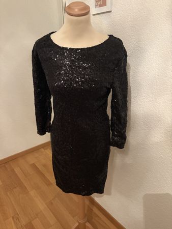 Damen Kleid Avant Premiere schwarz Pailletten Grösse L