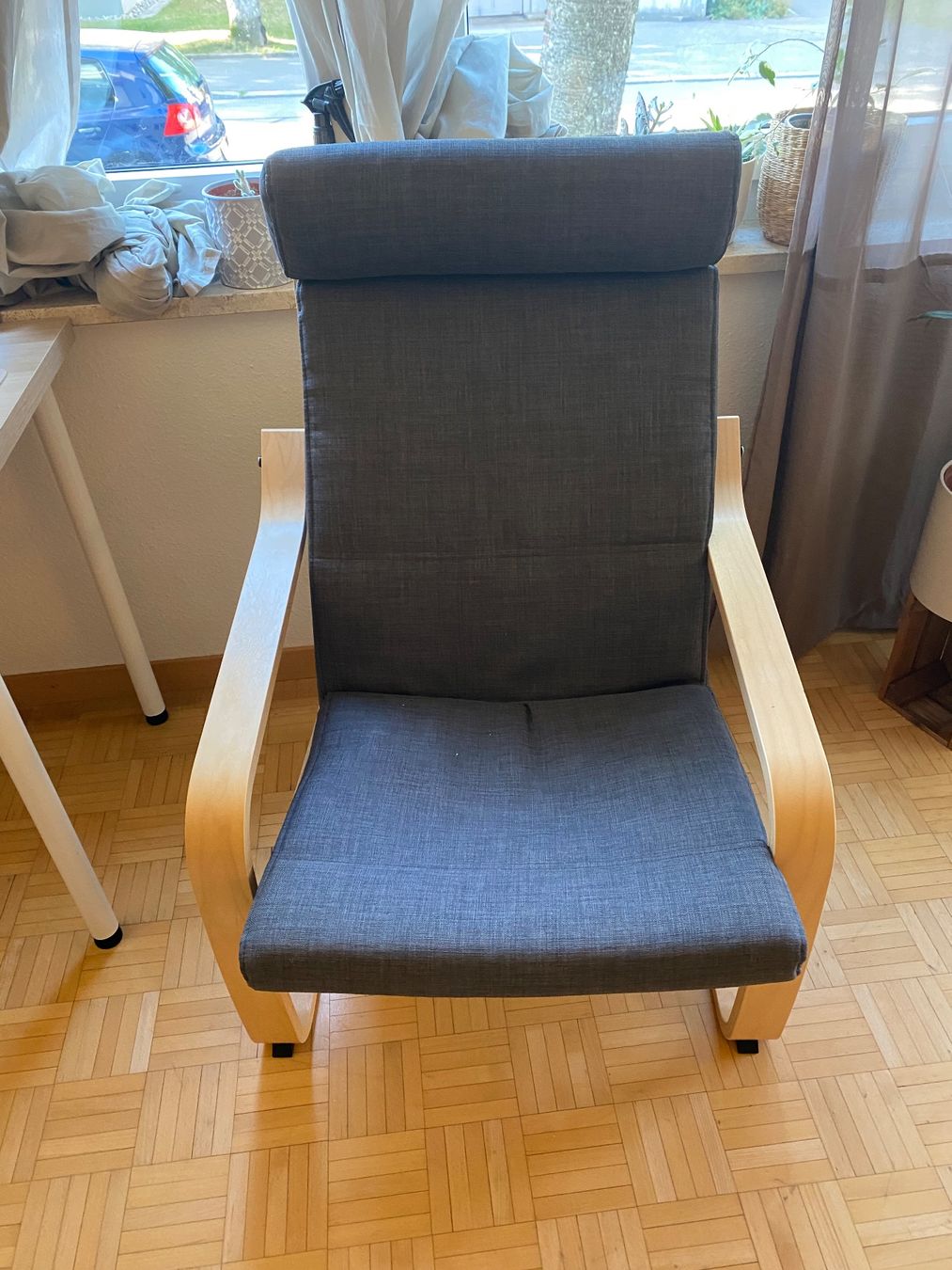 Ikea Sessel: Sessel POÄNG Eichenfurnier weiss gunnared dunkelgrau gute... – Gebraucht aus Zürich von mel_h8fx