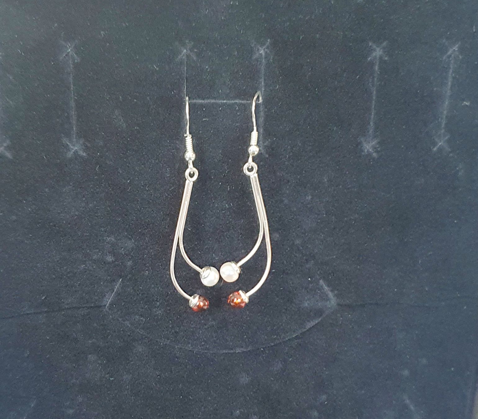 Orecchini pendenti & Orecchini a lobo: Elegante 925 Silber Ohrringe mit Amber & Perle – Nuovo (secondo la descrizione) da Kreuzlingen venduto da Wunderkiste123 9