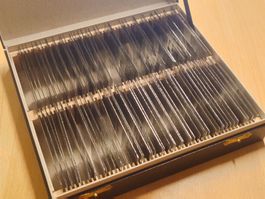 Box mit ca. 80 antiken Glas-Stereodias, frühes 20.Jh