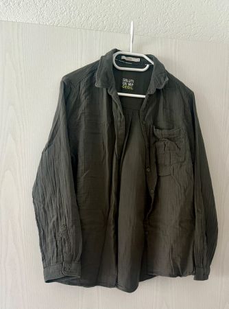 Musselin Bluse olive, M