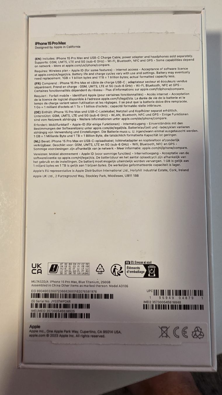 Apple Handys / Smartphones: iPhone 15 Pro Max Blue Titanium 256GB  – Gebraucht aus Zürich von jug_6rc7 2