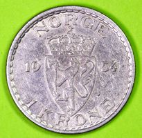1954 / NORWEGEN / 1 KRONE - MÜNZE / SEHR GUT ERHALTEN !