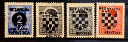 Kroatien NDH 1941 Aufdrucke Jugoslawien 4 Werte MNH/MLH