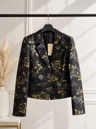 Madelaine Blazer schwarz-gold gemustert Grösse 44 neu