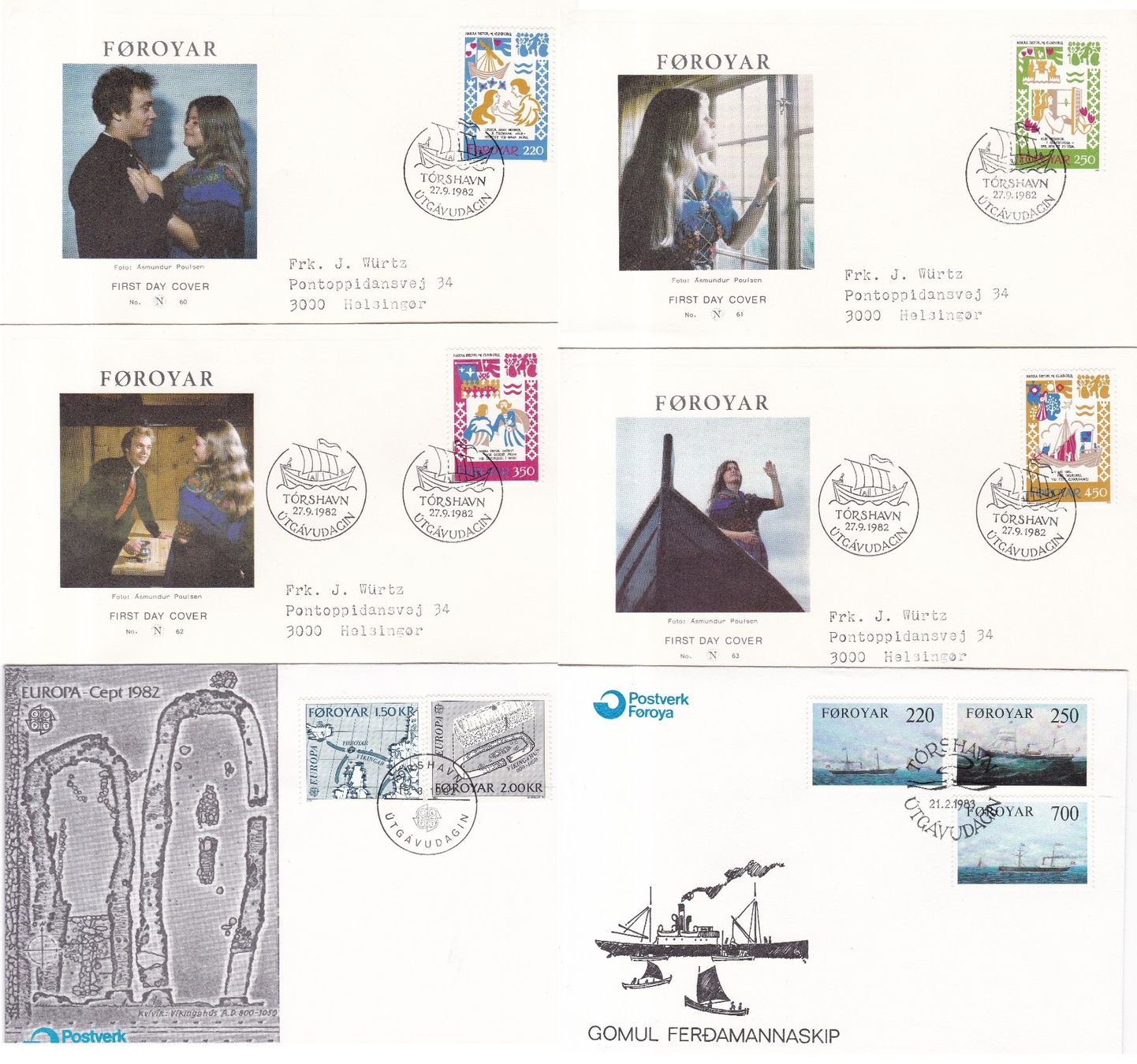 Tutti i francobolli: 56 Stk. FDCs, DK "Färöer, Grönland" ab 1969 – Usato da Münchwilen AG venduto da Nesar 7