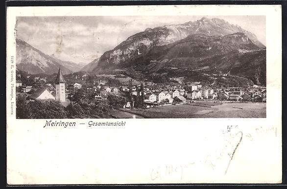 Ansichtskarten: AK Meiringen, Ortsansicht mit Kirche – Gebraucht aus Berlin von bartko-reher