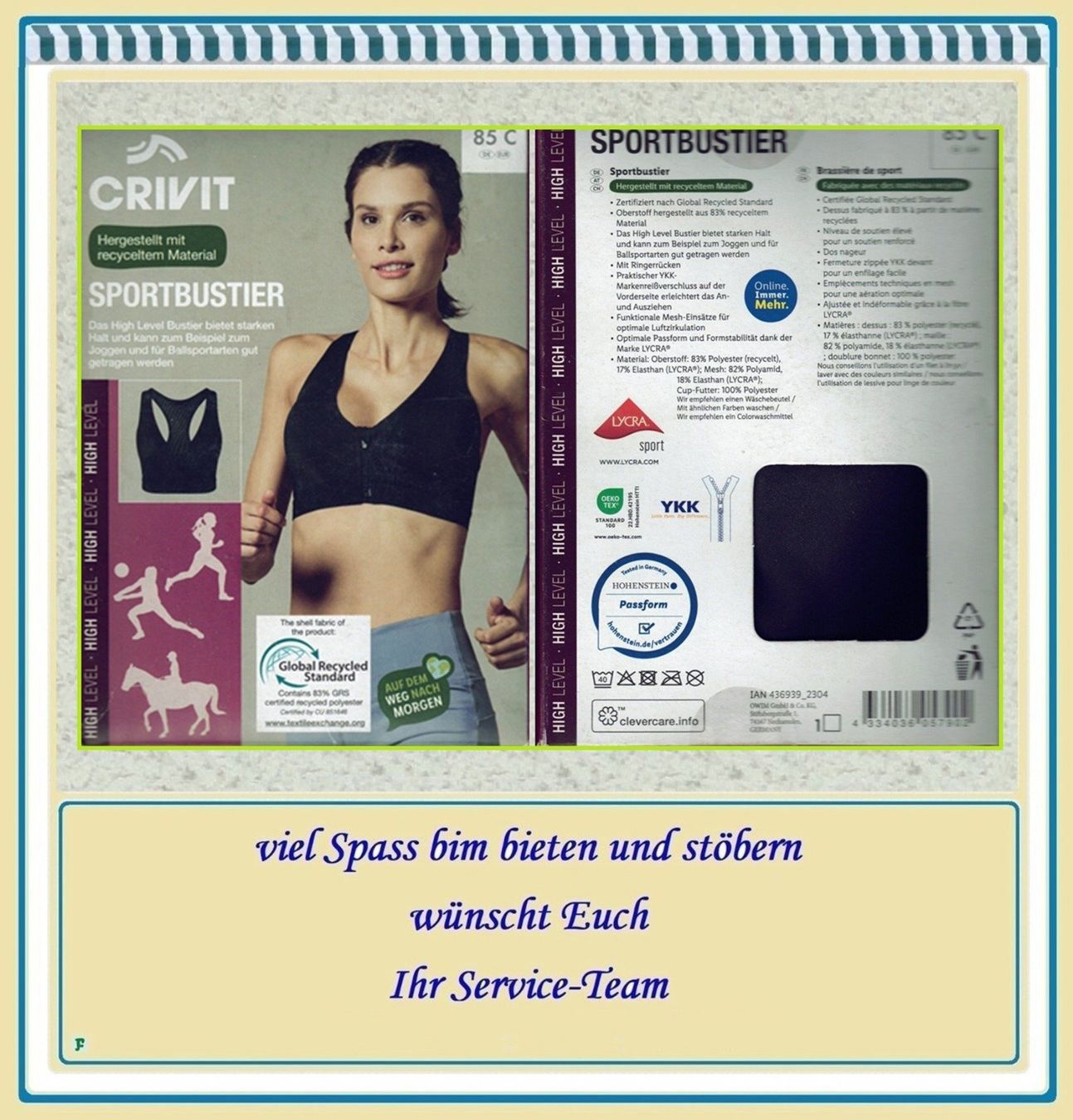 Altra biancheria intima: CRIVIT • SPORTBUSTIER – Nuovo e nell'imballaggio originale da Münchwilen TG venduto da FLOHMIFLITZER 1