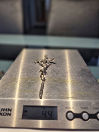 Figur Kreuz Jesus Christus Silber Metall Kruzifix Klerikal