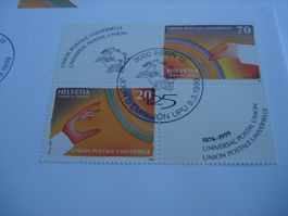 Satz Z-Druck UPU, 1999, FDC Satz + 4erblock, 2 Belege