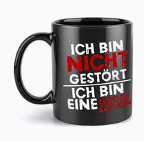 Schwarze Kaffeetasse "Ich bin nicht gestört"