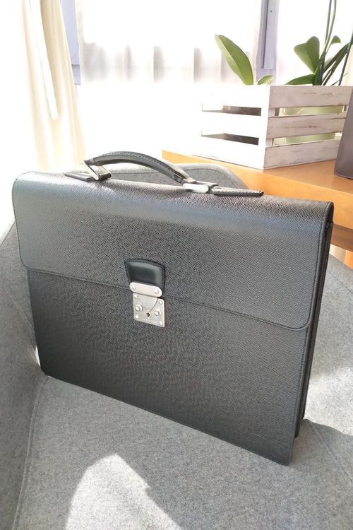 Louis Vuitton Aktentasche Serviette Taiga Leder Black schwarz Silber