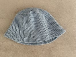 Bucket Hat Crochet hellblau, handgehäkelt