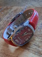 Chronotech 7504L Damenuhr Rot Lederarmband guter Zustand