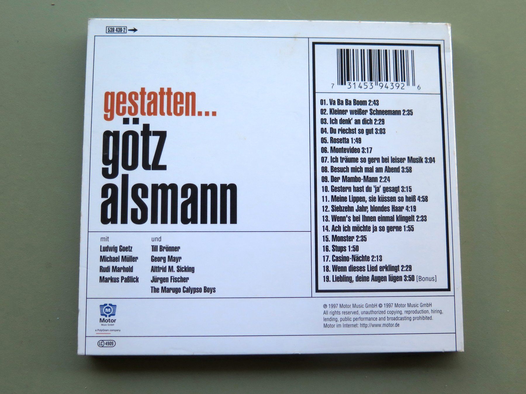 CD: (p) CD GöTZ ALSMANN: Gestatten... 1997 – Usato da Bern venduto da Balzamico 1