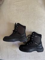 Steitz Secura Black Leather Steel Toe Work Boots, Size 7