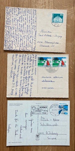 Cartoline postali: 3 Hunde Postkarten, Schäfer, Windhund, Bernhardiner – Usato da Luzern venduto da Kartenansicht 1
