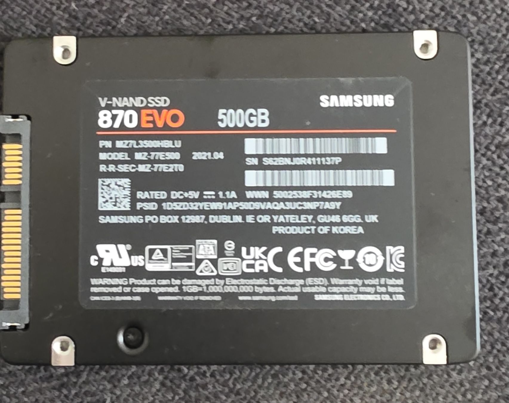 Samsung Dischi rigidi: Samsung 870 EVO 500GB SSD gebraucht – Usato da Liestal venduto da Schnaeppli4410