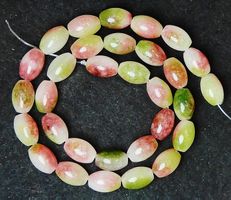1 Strang echte japanische Kirschblüten-Jade Perlen 12x8 mm