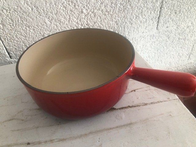 ANCIEN CAQUELON POÊLON EN FONTE ORANGE LE CREUSET N° 18 VINTAGE