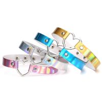 Halskette Halsband Herz holo silber blau rosa *NEU*