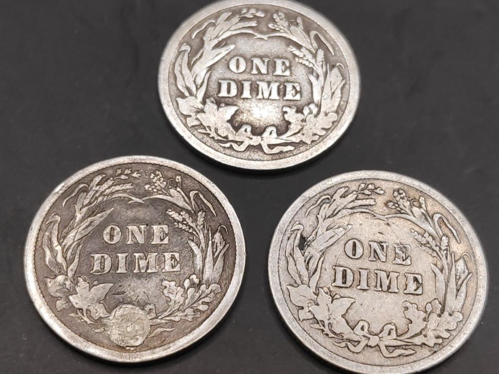 Alle Münzen: 3x Silber Dimes "Barber" – Gebraucht aus Sirnach von Trekk64 1