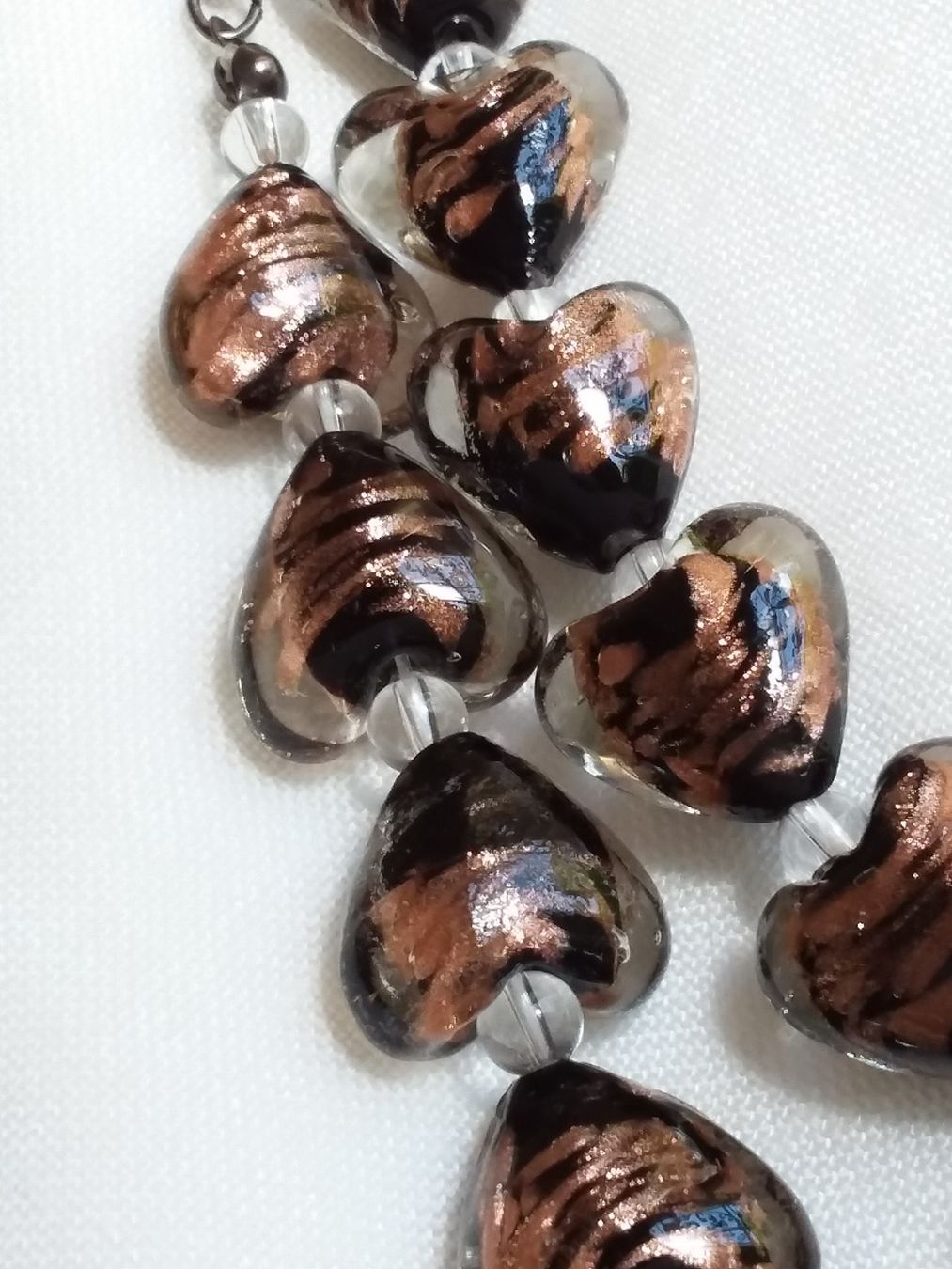 Murano Catenine: Murano Gold/schwarze Herz Halskette Collier – Usato da Zürich venduto da gutsan 2