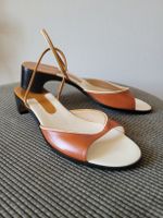 Braun-weisse Bally Ledersandalen Gr. 38