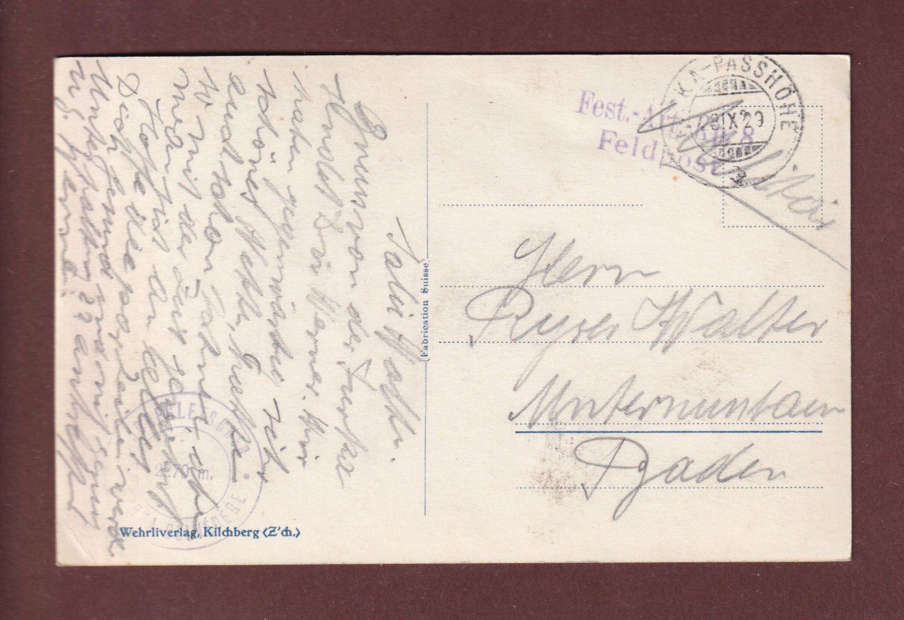 Cartoline postali: RHONEGLETSCHER - Absturz - 1929 Feldpost // Eckbug // – Usato da Pully venduto da nicecards-shop 1