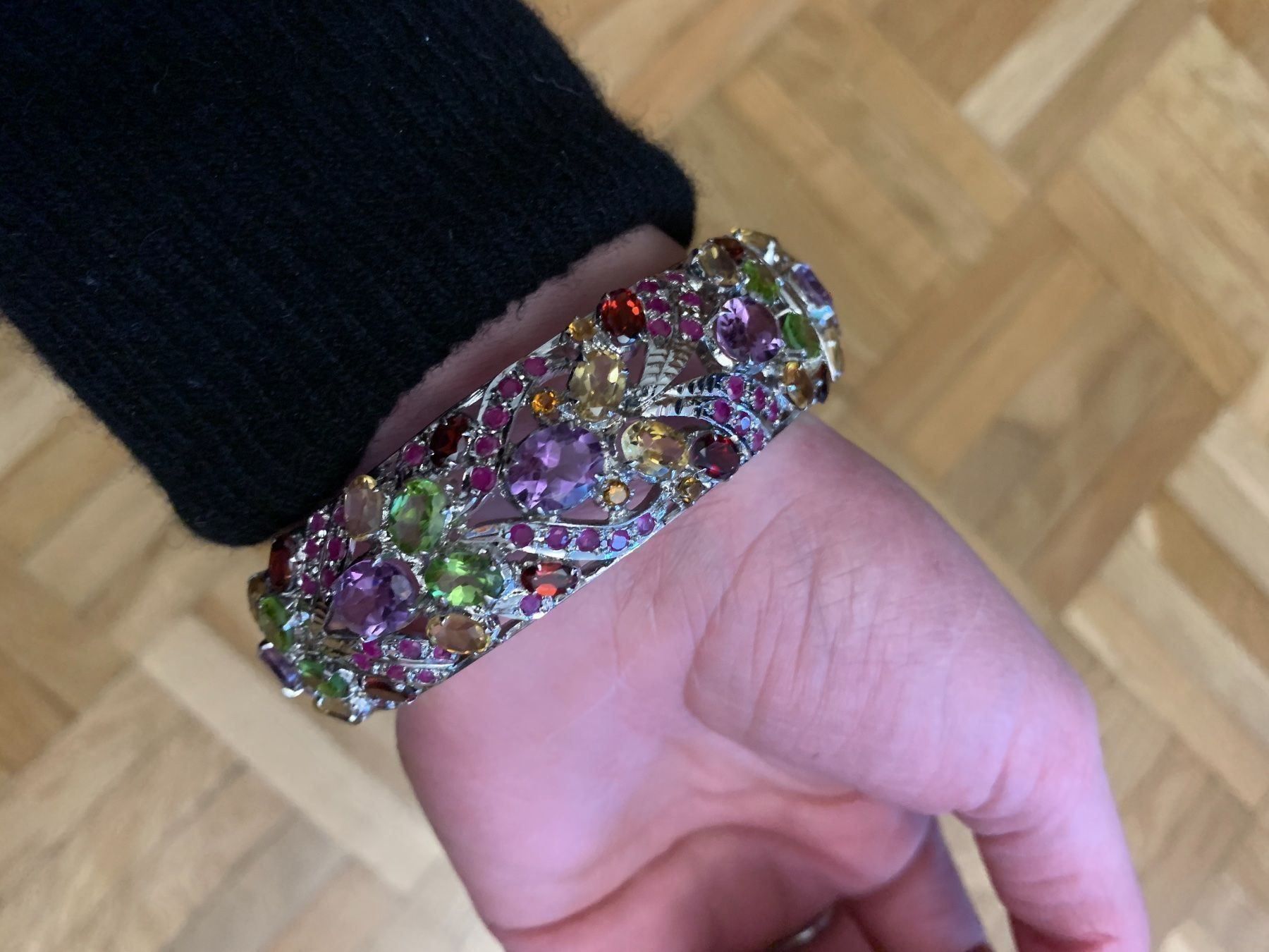 Bracciali & Braccialetti: Massiver Silberarmreif mit Edelsteinen – Nuovo (secondo la descrizione) da Birsfelden venduto da Exclusivity 6