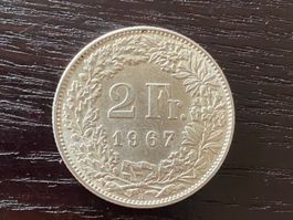 1 x 2 Franken Schweiz 1967 – zirkuliert