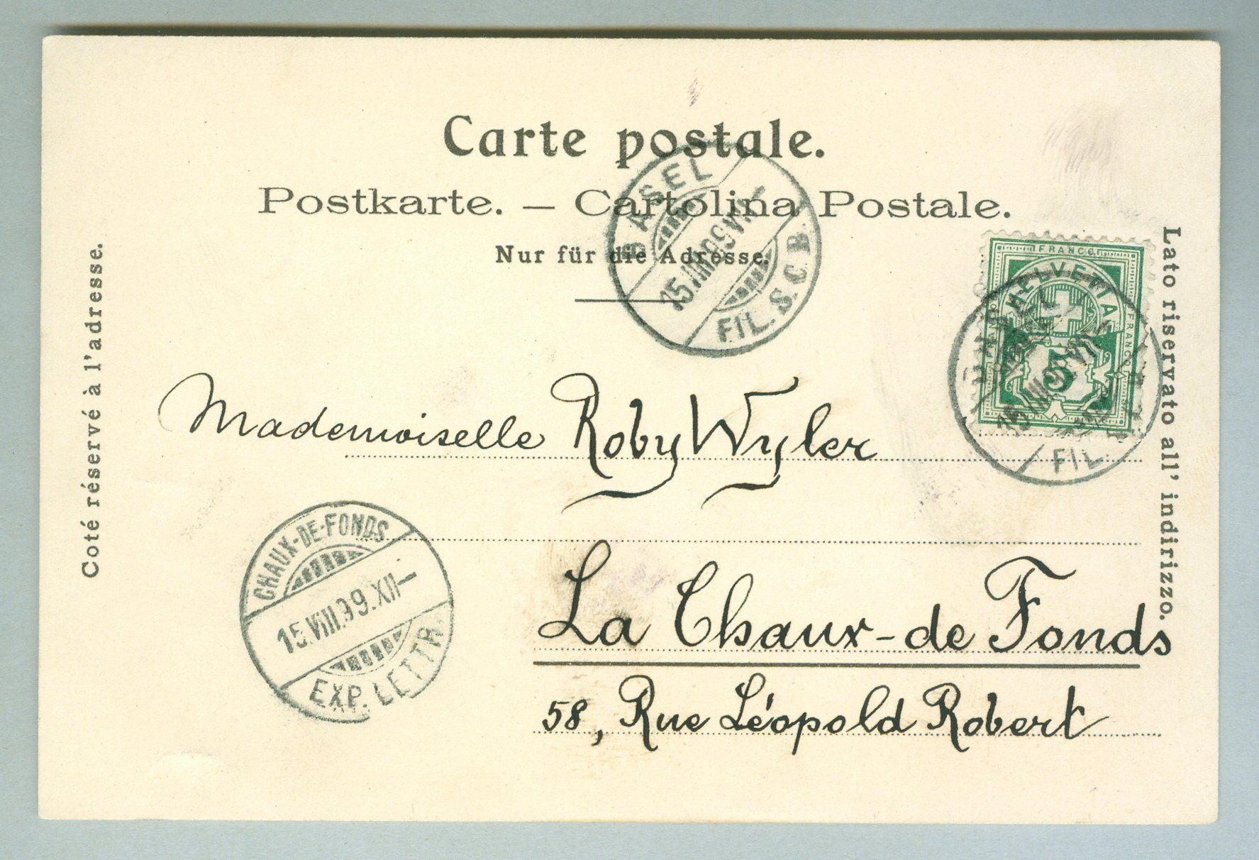 Cartoline postali: 1899 Schweiz AK Kt LU – Usato da Zürich venduto da yago-rot 1