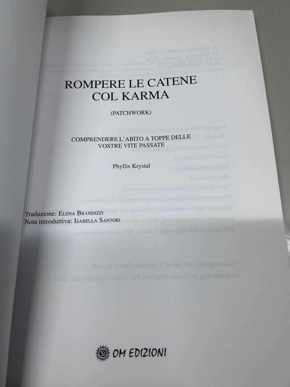 Libri: Libro "Rompere le catene col Karma" di Phyllis Krystal – Usato da Giubiasco venduto da LorisVale 2