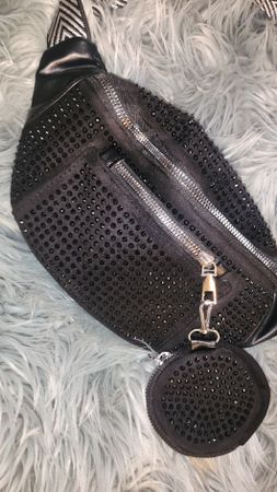 Glamouröse Bauchtasche, schwarz, NEU
