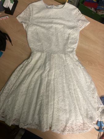 Wal G Sommerkleid weiss Grösse XXS/6 Spitze Kurzarm