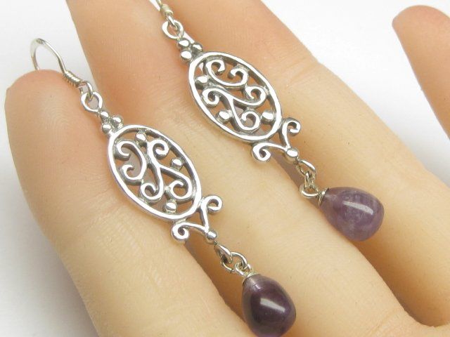Orecchini pendenti & Orecchini a lobo: Ohrringe Ohrhänger Silber 925 / Amethyst – Usato da Ermatingen venduto da Decovin 3