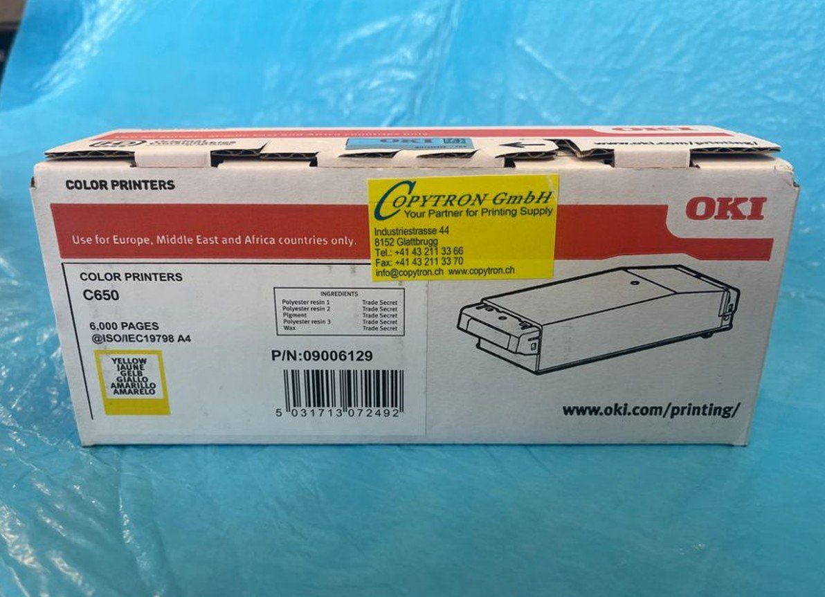 Oki Cartucce per stampanti & toner: Original Oki C650, Oki C651dn yellow Toner, 09006129 – Nuovo e nell'imballaggio originale da Glattbrugg venduto da copytron
