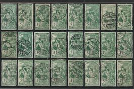 Steckkarte mit 77B UPU 1900,  gestempelt