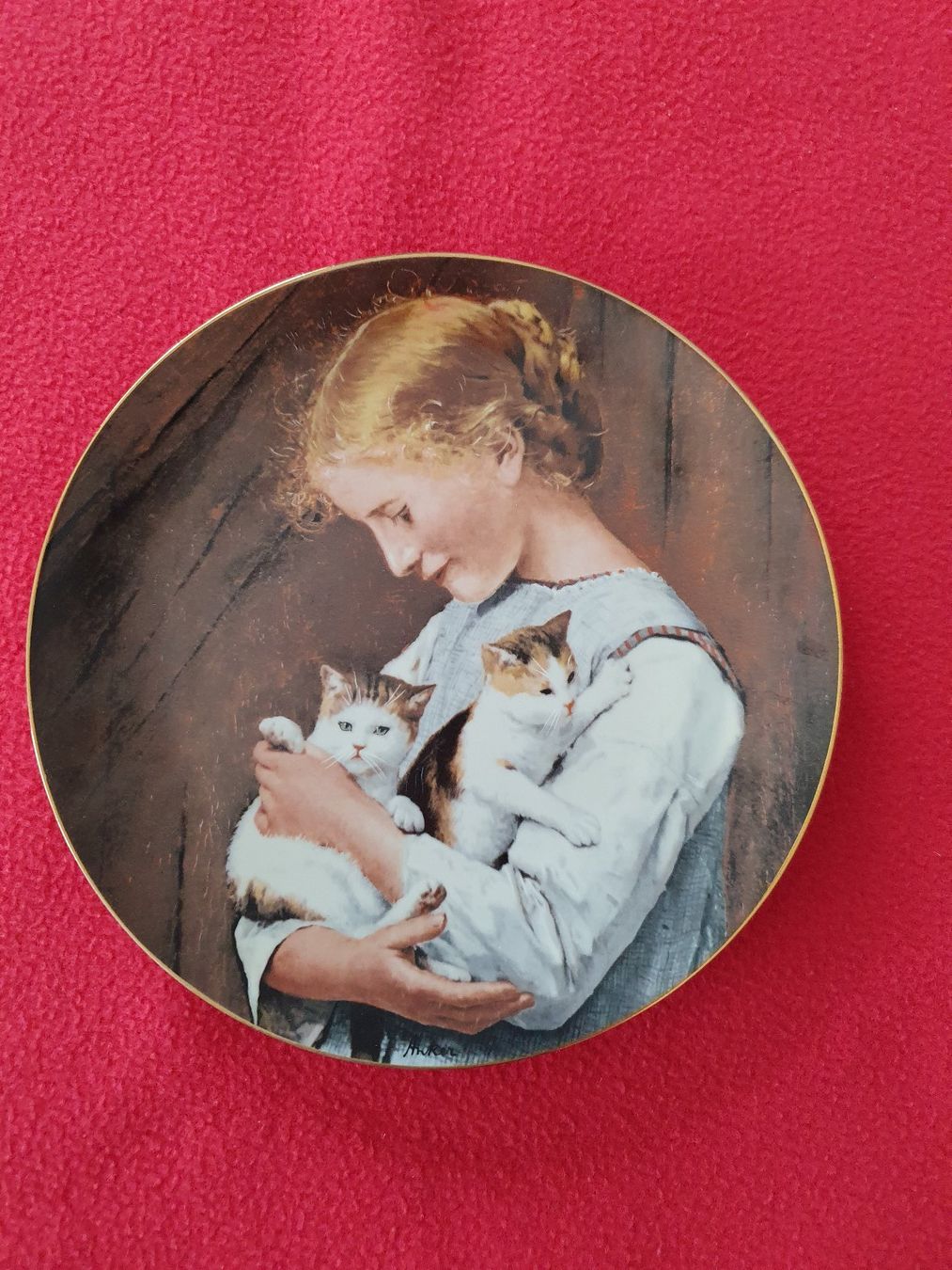 Piatti: Albert Anker - Teller "Mädchen mit zwei Katzen" – Usato da Wohlen AG venduto da alphons31