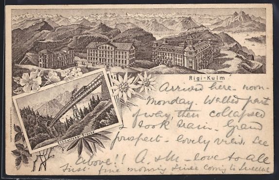 Ansichtskarten: Vorläufer-Lithographie Rigi-Kulm, 1894, – Gebraucht aus Berlin von bartko-reher