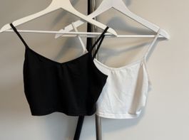 Lot de 2 débardeurs courts noirs et blancs taille S