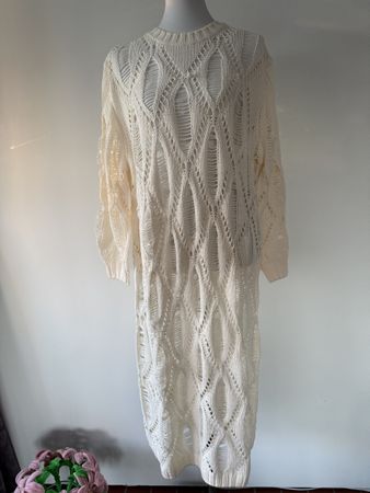 H&M Elegantes Strickkleid Crème Grösse M Sommer 2023 Kleider