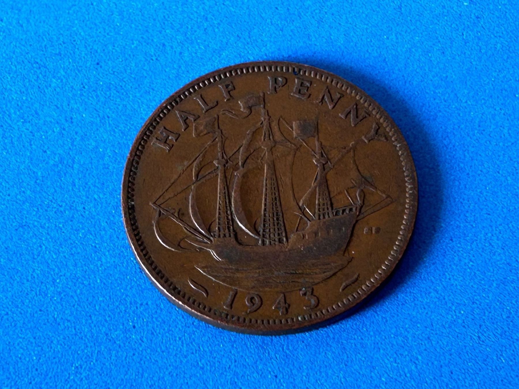Alle Münzen: UK - Half Penny - George VI 1943 – Gebraucht aus Corcelles NE von AJKader 4