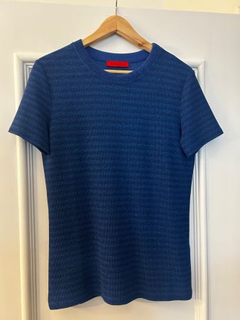 MAX&Co. Lurex-Shirt: Gr. L, blau (neu)